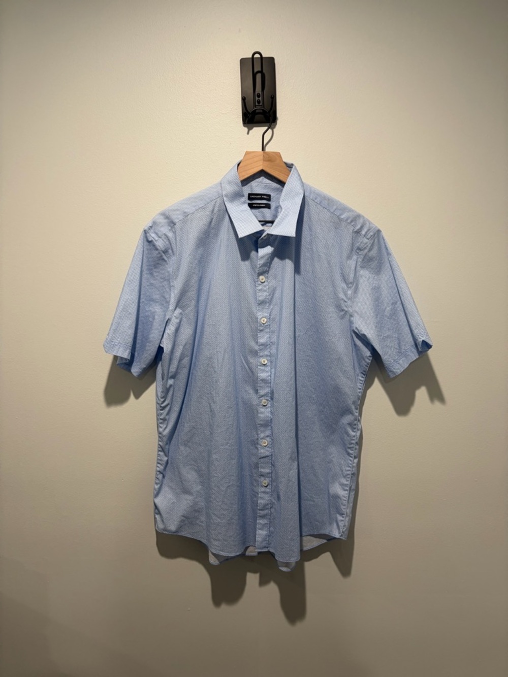 Zachary Prell Light Blue Short-Sleeve Cotton Button-Down Shirt XL